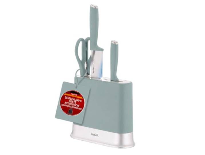 Tefal EverSharp Daily 3-tlg. Messerset, Messerblock + integriertem Schärfer langanhaltende Schärfe, automatische Klingenschärfung nach jedem Gebrauch, präzise Schnitte bei jeder Anwendung, K329S404