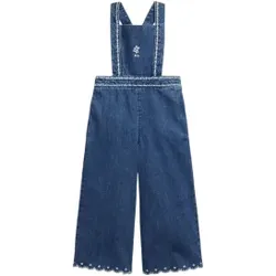 Polo Ralph Lauren für Mädchen. 312B18022001 Blauer bestickter Denim-Overall (3años= 94/100cm), Lässig, Baumwolle, Kinderbekleidung
