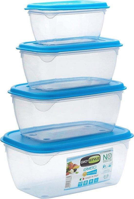 Famanu Set van 4 blauwe rechthoekige containers