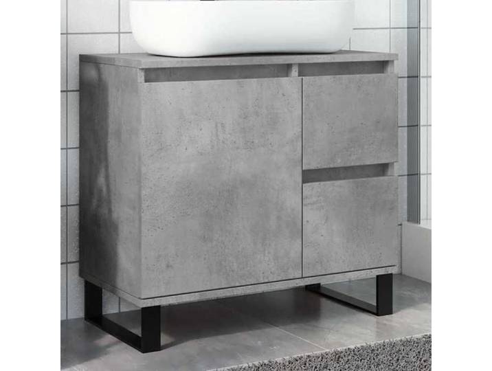 Clarence* Armoire de lavabo de salle de bain/Meuble sous vasque/Armoire d'évier gris béton 65x33x60 cm &Europ8182158