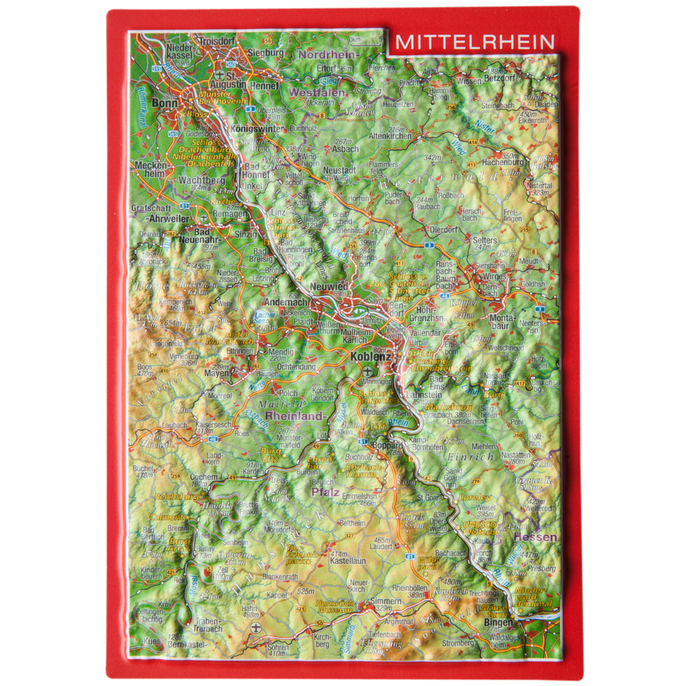 Georelief 3D Reliefpostkarte Mittelrhein Postkarten