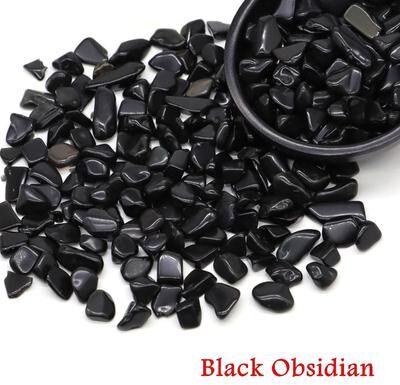 Uplift Picks Natural Agate Crystal Chips Stone Gravel For Aquarium Decor And Crafts black Obsidian 100g