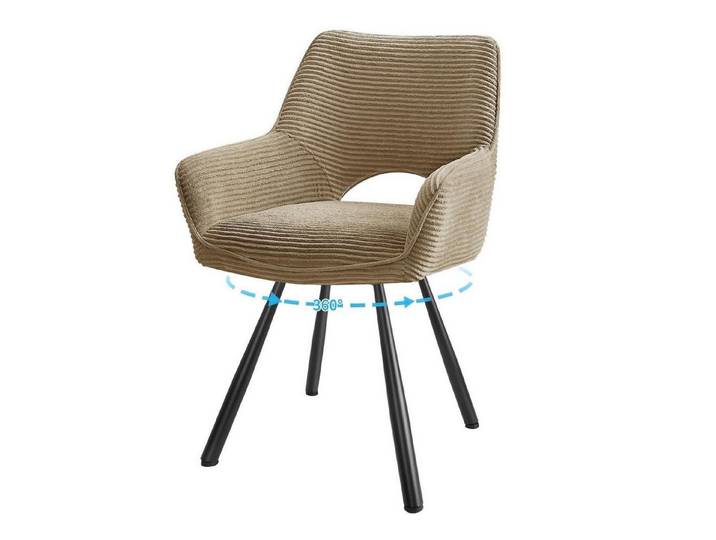 LuxusKollektion Esszimmerstuhl Esszimmerstuhl drehbar 360 360° Drehbar-braun 1er Drehbar Stühle
