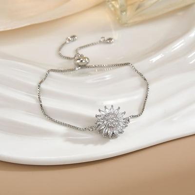 Sonnenblumen-Stimmungsarmband als Geschenk für Frauen, drehbarer Sonnenblumen-Charm-Schmuck, zierliche vergoldete Schlüsselbeinkette, Muttertags-Geburtstagsgeschenk für Frauen