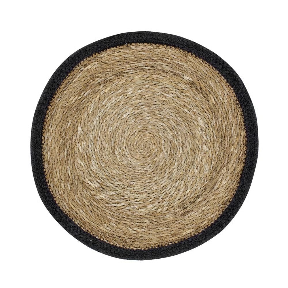 Dixie Emil placemat rond naturel-zwart