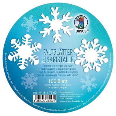 URSUS Tonzeichenpapier-Faltblätter 'Eiskristalle' (rund), Ø 12 cm