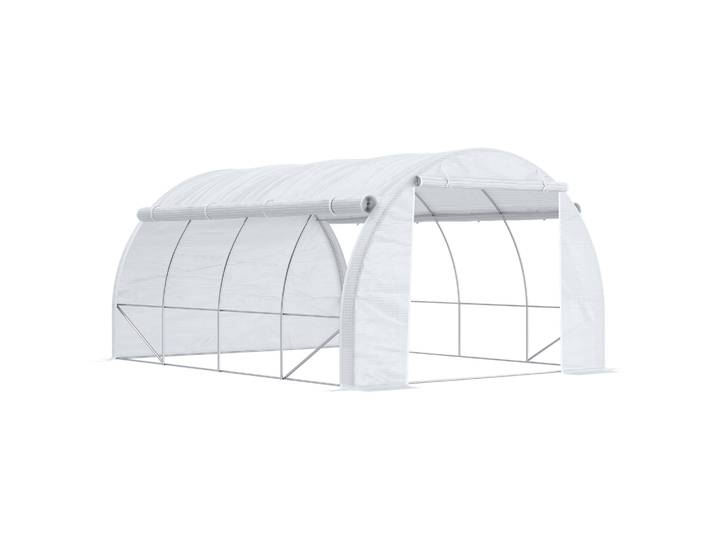 Outsunny-Insert de Jardin en Acier Inoxydable, 4x3x2 m, avec Fleurs et 6 Plantes, 138 Culture Blanche