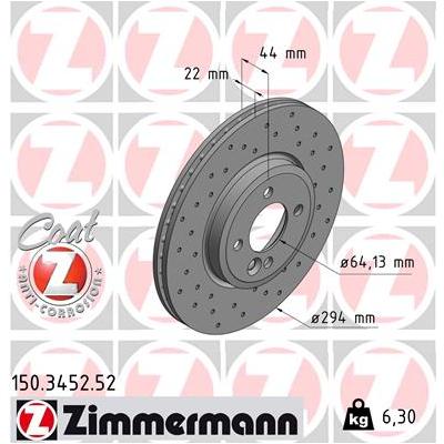 ZIMMERMANN Bremsscheibe SPORT COAT Z 150.3452.52 Gelocht 294mm 22mm für BMW
