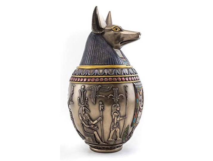 Veronese 26,7 cm kaltgegossenes Bronze-Finish Anubis-Kopf ägyptischer Baldachin