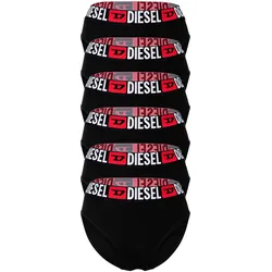 DIESEL Damen Highwaist-Slips, 6er Pack - SAM-D-CORE, Cotton Stretch, Logobund Schwarz / M