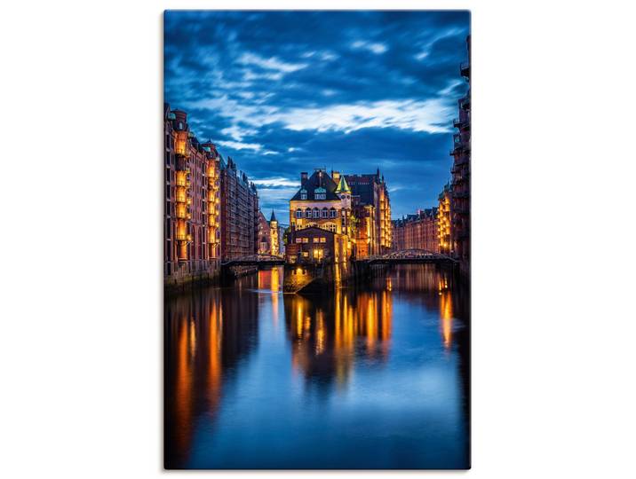 Wandbild ARTLAND Wasserschloss Speicherstadt in Hamburg , blau (farbe bild(er): blau), B:80cm H:120cm, Bilder, Wandbild, als Alubild, Leinwandbild, Poster, Wandaufkleber in verschied. Grössen