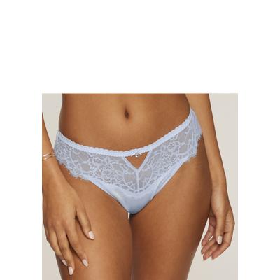 String LASCANA "Alana", Damen, Gr. 36/38, blau (hellblau), Obermaterial: 56% Polyamid, 32% Seide, 12% Elasthan, Unterhosen String, mit Seide und edler Spitze, Dessous