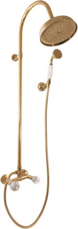 Duschsäule BRILLANCE aus vergoldetem Messing, 108 cm hoch, mit Kristallgriff