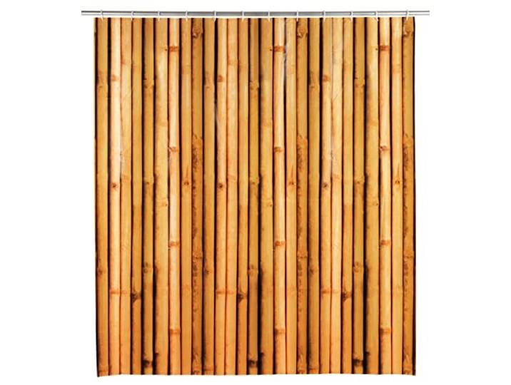 WENKO Rideau de douche\, en plastique (PE) rideau pour douche et baignoire\, imperméable\, 180 x 200 cm\, avec 12 anneaux pour rideau de douche blancs\, marron\, Mod Bambusa