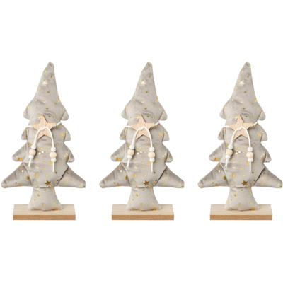 Dekobaum CREATIV DECO "Weihnachtsdeko", grau (hellgrau), B:14cm H:24cm T:5cm, Polyester, Dekofiguren, aus Samtstoff mit Applikationen