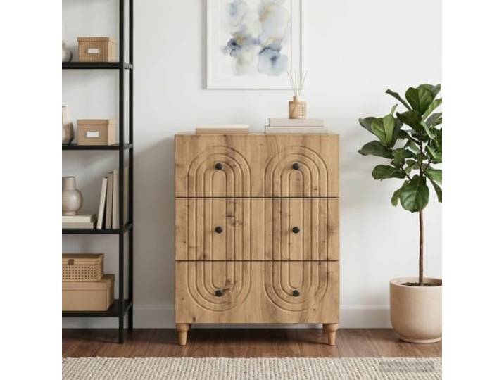 GPWERSDF Schubladenschrank Holzwerkstoff Artisan-Eiche 66 x 34,5 x 90 cm Mehrere Schubladen, Knöpfe, glatte Oberfläche, pflegeleicht, Wohnzimmer, moderne Optik