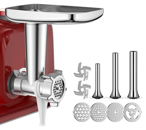 Bosch MUM 5 hakmolen accessoires: 3 worstdopjes en 4 maalplaten, aluminium