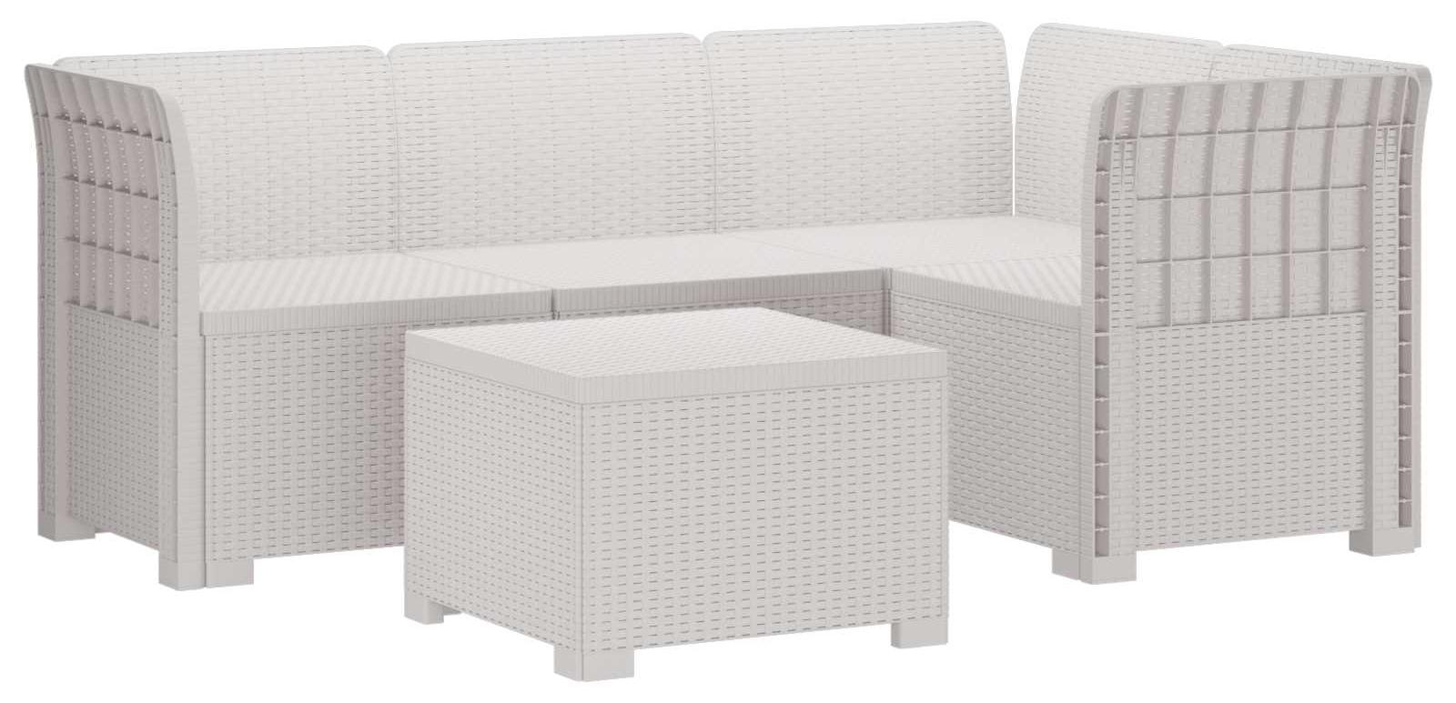 vidaXL 4-Sitzer Garten Sofa Rattan Look PP Weiß