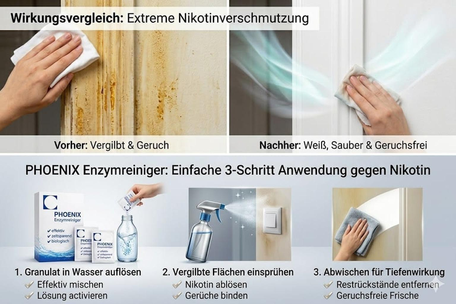 PHOENIX Enzymreiniger Nicotinegeurverwijderaar 60 g (3 L)