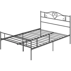 BETT 140 x 200 cm Stahl mit Lattenrost, Unterbettaufbewahrung, Kopf- und Fußteil