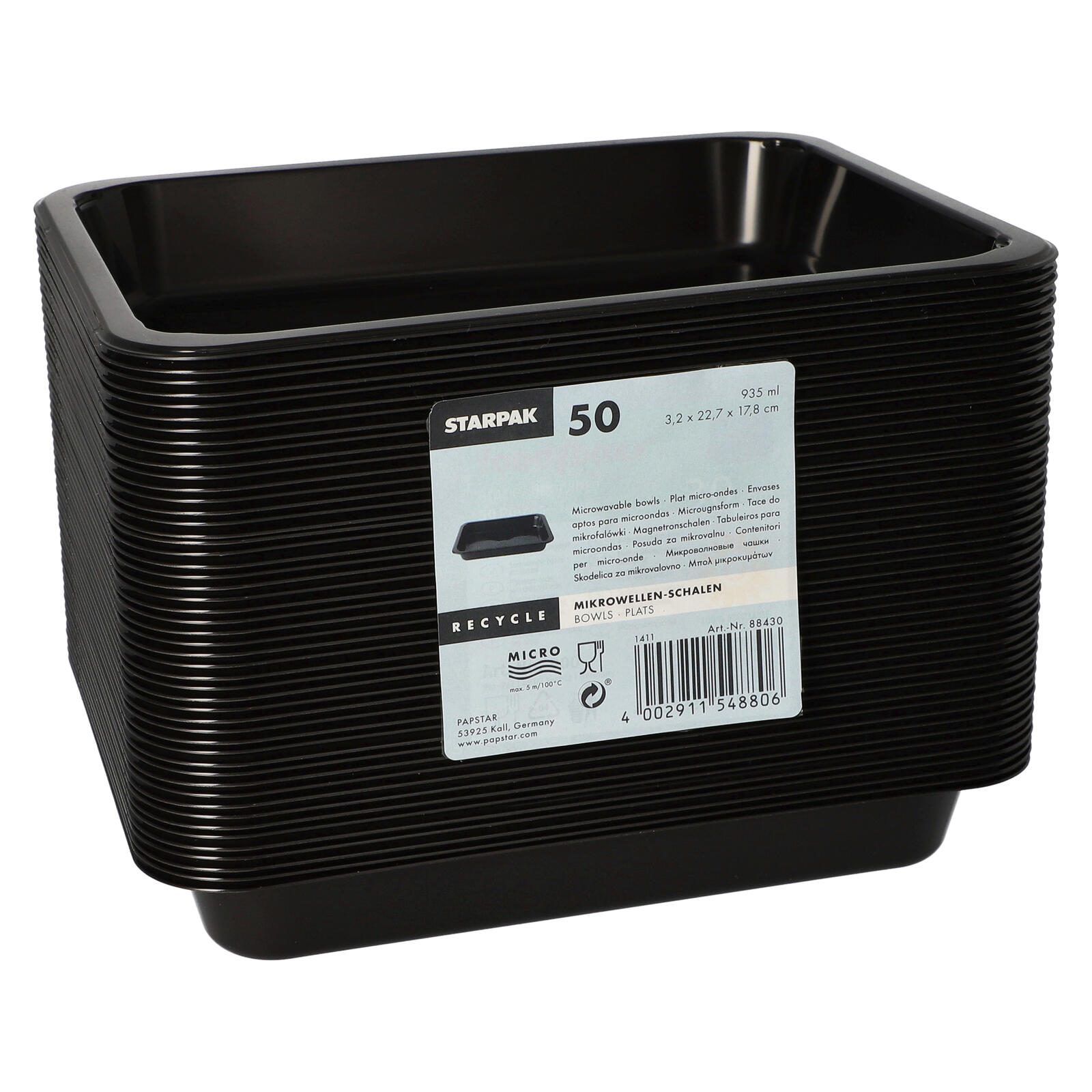 STARPAK Einweg-Menüschalen 0,935 l schwarz 88430
