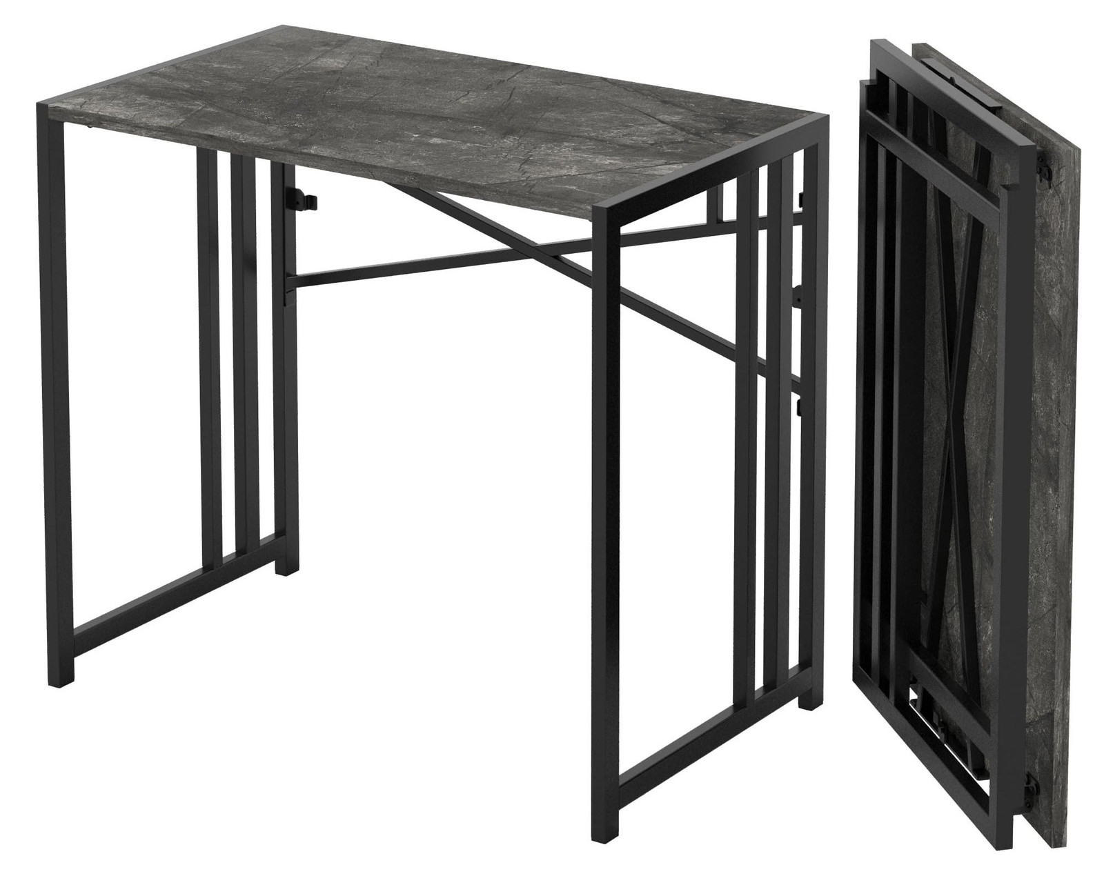 Selius Inklapbare Computertafel Grijs Marmer Breedte: 90 cm