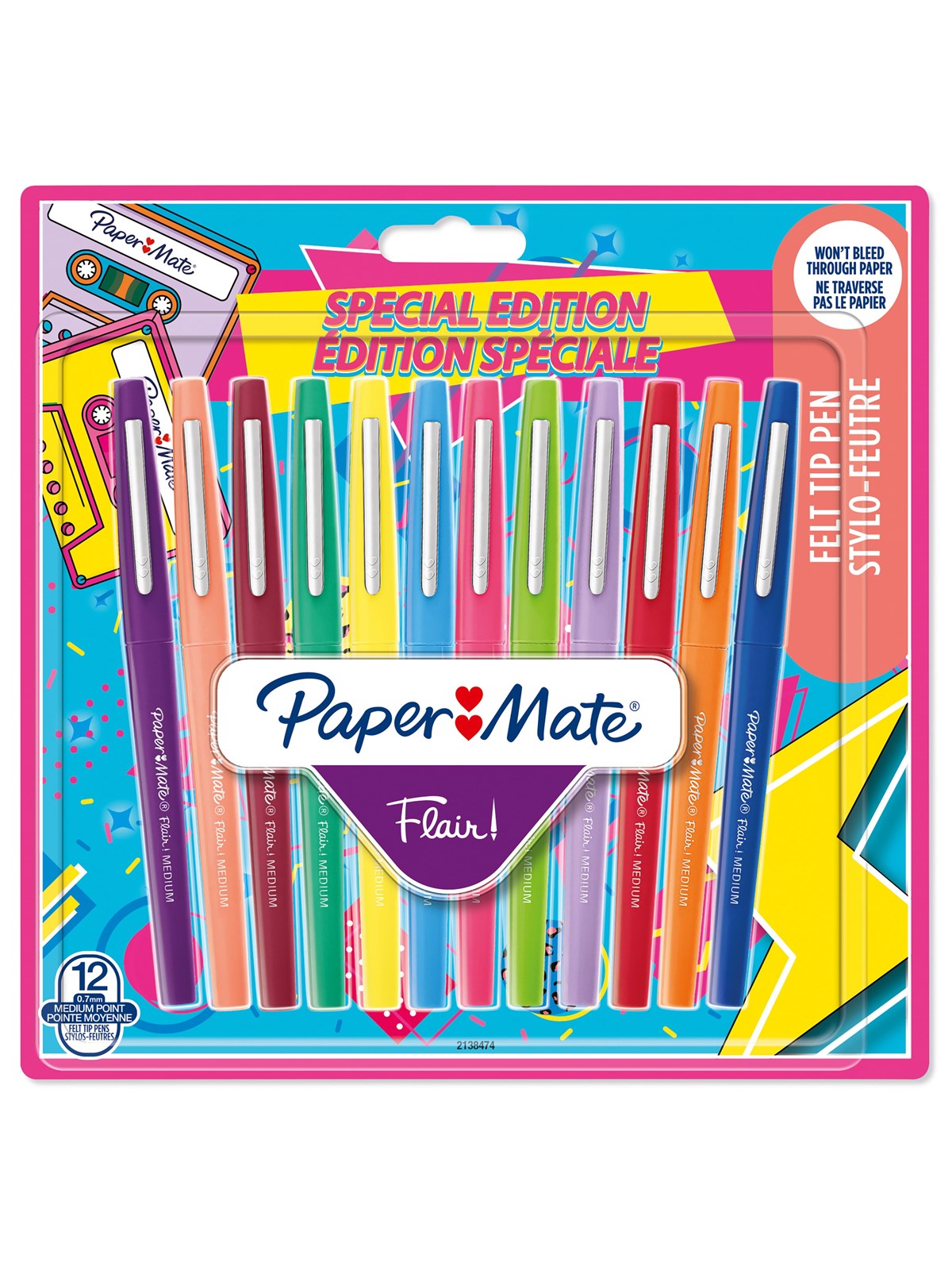 Paper Mate Flair Filzstifte | mittlere Spitze (0,7 mm) | gemischte Retrofarben | 12 Stück