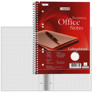 Landre Collegeblock 100050259 Office, A5, Innenrand, 70 g/m², 80 Blatt, kariert