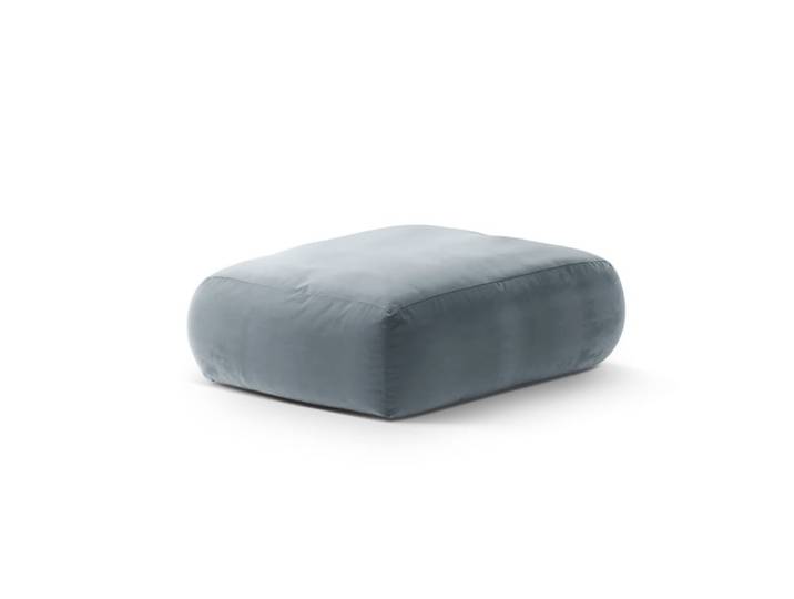 Pouf en velours bleu gris
