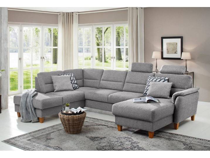 Home affaire Wohnlandschaft Palmera U-Form, B: 308 cm, große Stoff + Leder Auswahl, optional Schlaffunktion & Bettkasten, Federkern, XXL-Wohnlandschaft