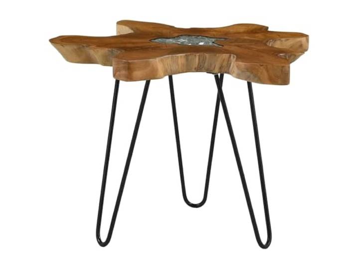 HEFZGDB Couchtisch 70 x 45 cm aus Massivholz Teak mit transparenter Polyresin-Dekoration, rustikaler Blickfang mit Stabiler Tischplatte aus Teakholzwurzel, handgefertigt, langlebig