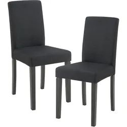En.Casa, Stühle, Esszimmerstuhl Hamburg 2er Set Textil Schwarz (2x)