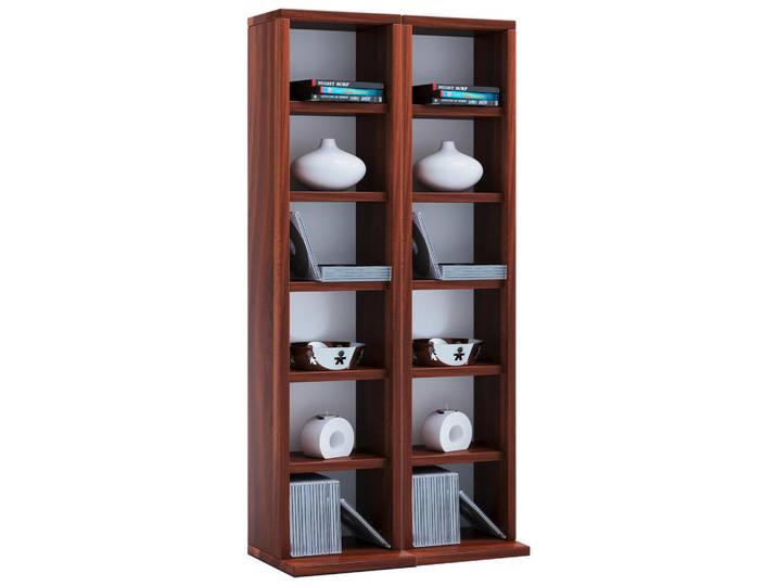 Mid.you Cd-Regal, Nussbaumfarben, Holzwerkstoff, 10 Fächer, 42x92x20 cm, Wohnzimmer, TV Möbel, CD-Regale