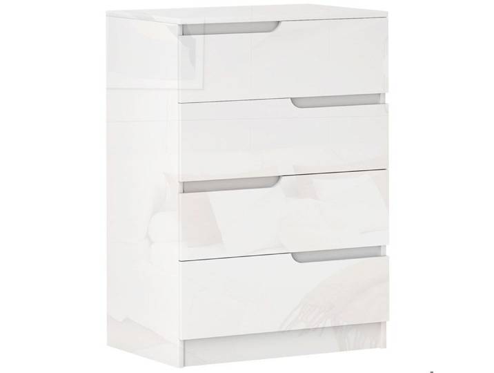 LIA Commode 4 tiroirs moderne et minimaliste en bois 60x40x85 cm blanc brillant