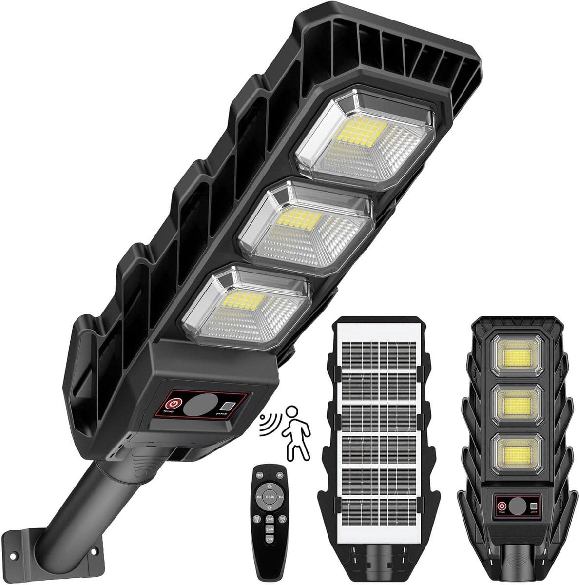 Solar Buitenlamp met LED-verlichting en slimme bewegingssensor, 60 Watt, Zwart
