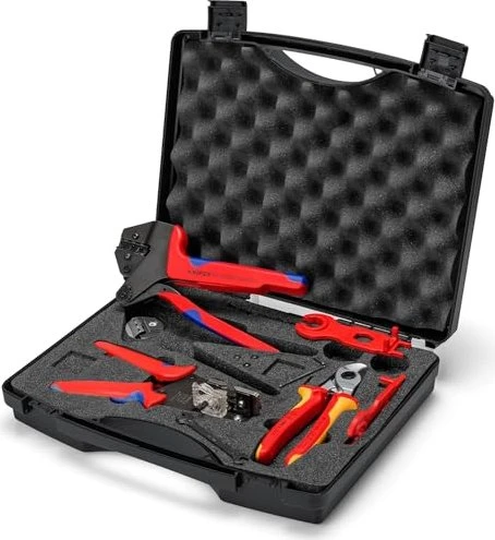 Knipex Werkzeugkoffer Photovoltaik, für Solar-Steckverbinder MC4 (schwarz, 7-teiliges Sortiment, für Kabel bis 10mm²)