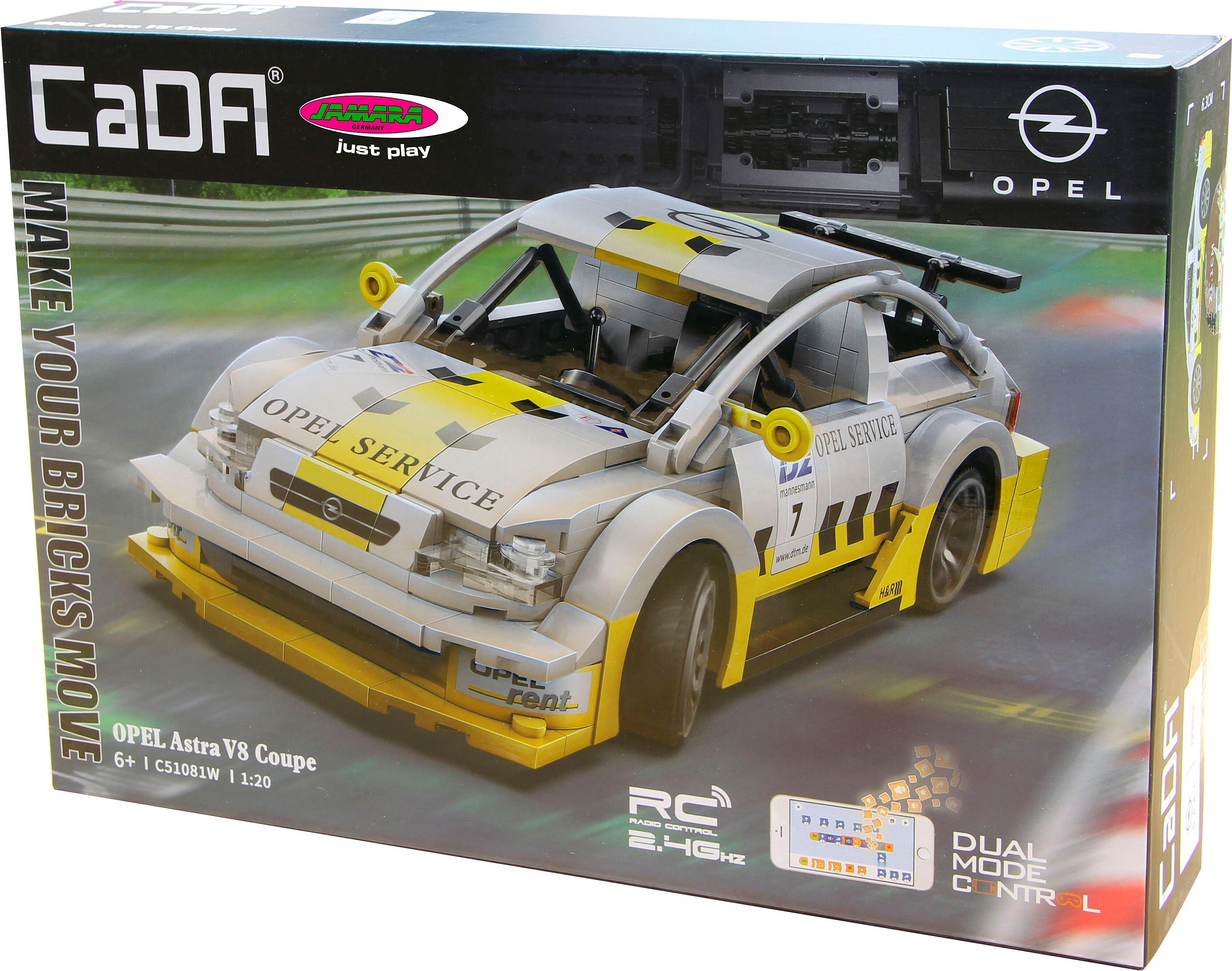 RC-Auto JAMARA "CaDA, Opel Astra V8 Coupe 1:20 weiß 2,4GHz Bricks", weiß, Fernlenkfahrzeuge, KinderB:8,7cm H:21,1cm T:6,3cm, Kunststoff, RC-Auto, B:8,7cm H:21,1cm T:6,3cm