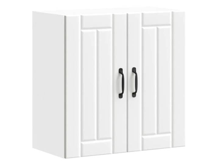 HKTMGDNG Küchen Hängeschrank 60x31x60 cm Wandschrank mit Glastür Weiß Kompakter Wandküchenschrank aus Holzwerkstoff mit transparenten Glastüren und 70 kg Belastbarkeit für die Speisekammer.