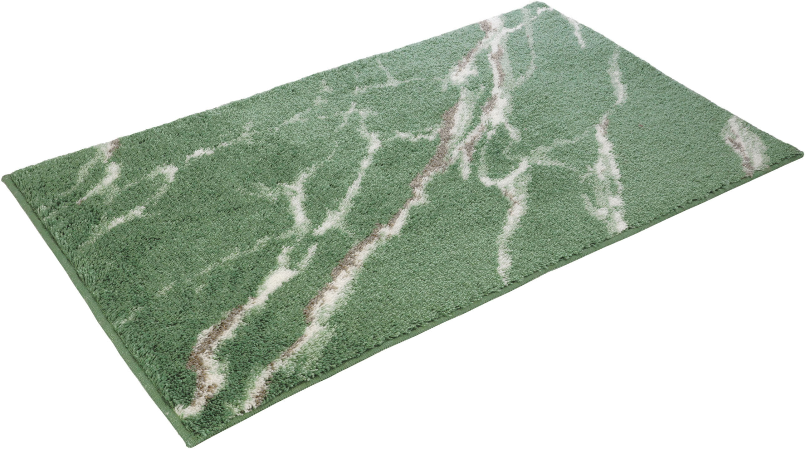 Badematte VOSSEN "»Marble«", grün (evergrün), H:16mm, Polyacryl, Badematten, Badematte evergrün rechteckig (60cm x 100cm )