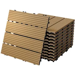 ECD Germany – WPC Terrassenfliesen – 30x30 cm Teak 3m2 | geriffelt, Holzoptik, Klicksystem mit Drainage