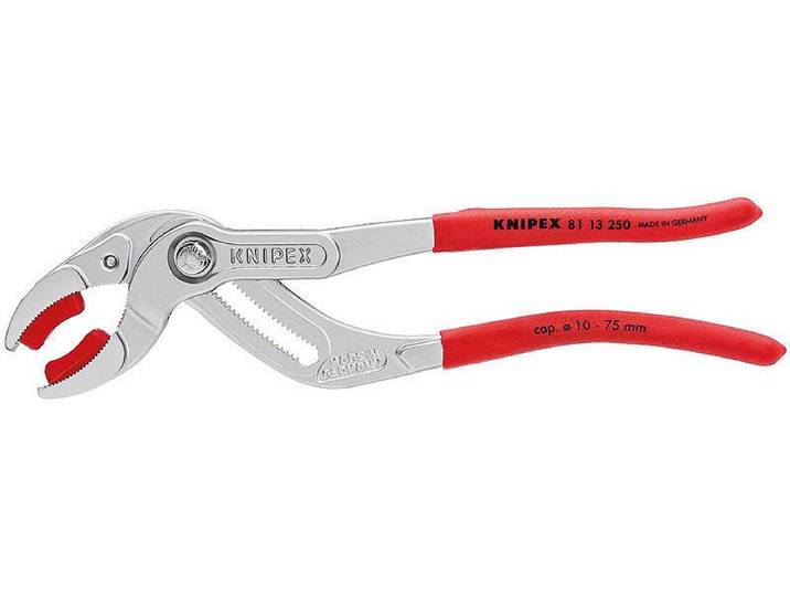 Rohrzange KNIPEX Siphonzange, Ø 10 - 75 mm, verchromt , grau (aluminiumfarben), B:25cm, Kunststoff, Metall, Zangen, Rohrzange