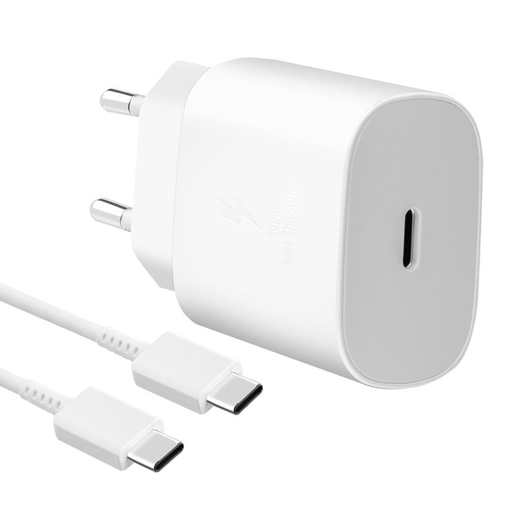 Samsung EP-TA800EWE + EP-DG980BWE 25W USB-C oplader, zilver