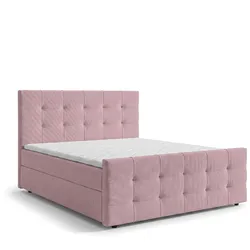 BOXBETT DEFNE 180x200 cm mit Fußteil und Matratze - Rosa + TOPPER