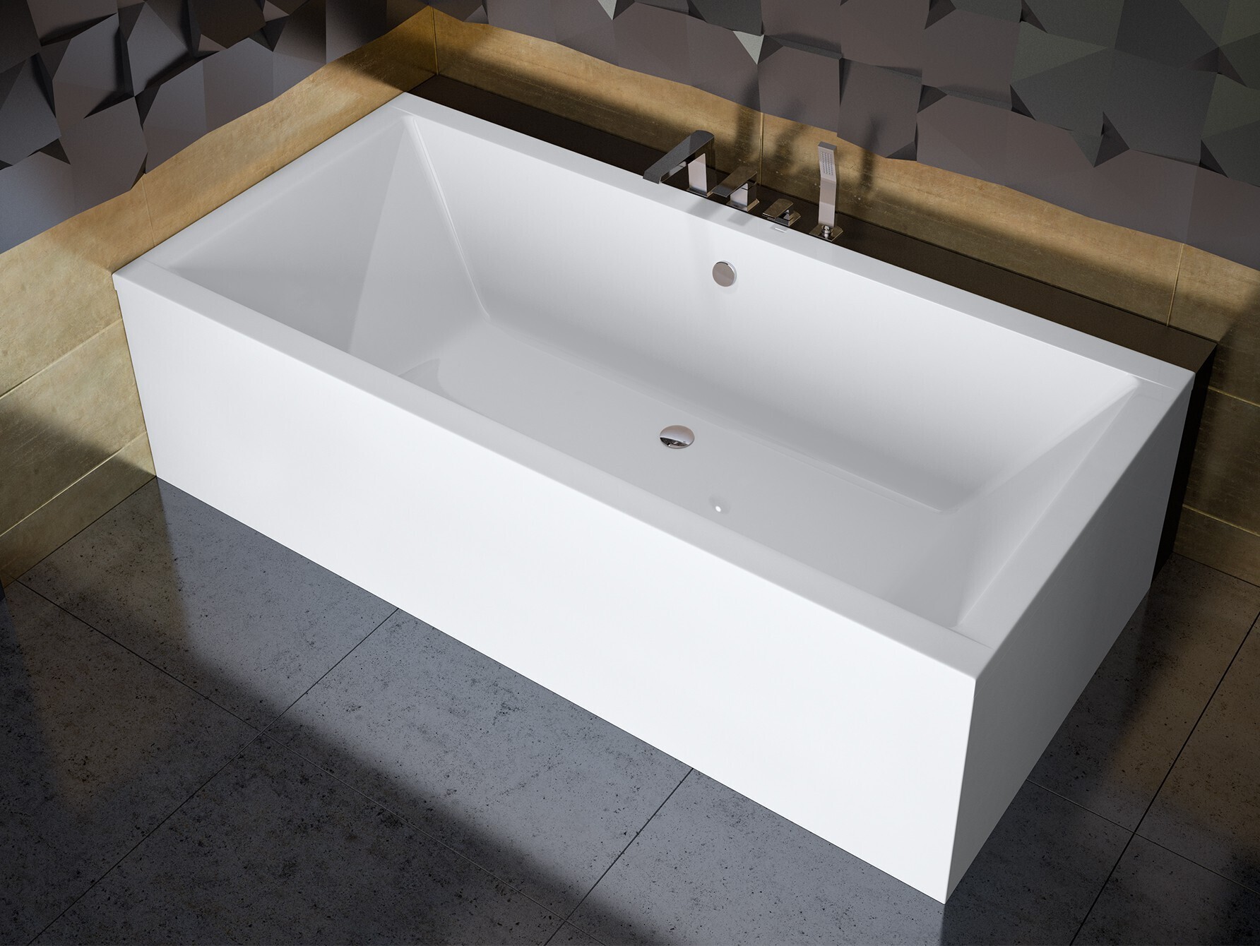 BADLAND Badewanne Rechteck Quadro 175x80 mit Acrylschürze, Füßen und Ablaufgarnitur GRATIS