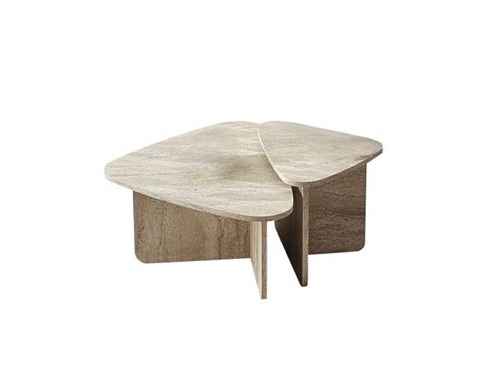 Hanah Home Modernes Couchtisch-Set (2-teilig), Travertin-Farbe, 90x60x35 & 60x40x40 cm 100% melaminbeschichtete Spanplatte, 18 mm stark Stilvoll und funktional fürs Wohnzimmer