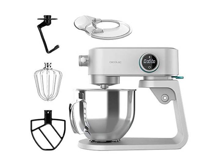 Cecotec Küchenmaschine Twist&Fusion 4000 Luxury Weiß. 800 W, Gehäuse aus gegossenem Aluminium, DC-Motor, 8 Geschwindigkeiten, LED-Licht, 5,2-Liter-Schüssel aus Edelstahl