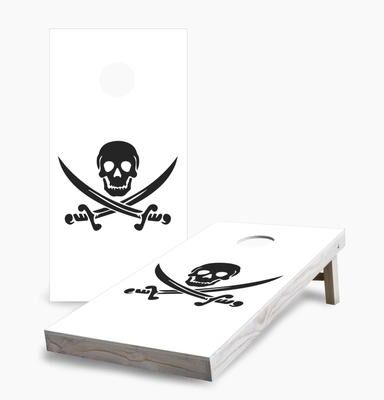 Skip's Garage White Skull and Sword Regulation 2x4 Cornhole Game Set