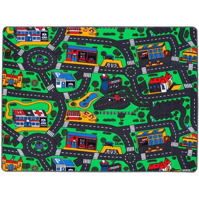 Kinderteppich "Spielteppich CITY, Made in Belgium", grün, B:140cm H:5mm L:200cm, Polyamid, PRIMAFLOR-IDEEN IN TEXTIL, Teppiche, Kinderteppich, Straßen-Teppich, Straßenbreite ca. 9 cm, Kinderzimmer