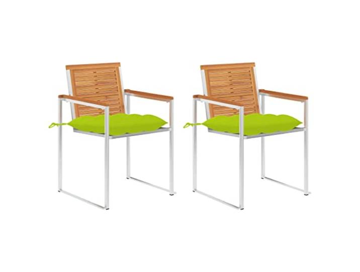 GHVBNMF 2er Set Gartenstühle mit Kissen Akazienholz Armlehnenstuhl Wetterfeste Essstühle aus Holz und Edelstahl für Terrassen, Balkone und Outdoor-Bereiche inklusive weicher Sitzpolster.