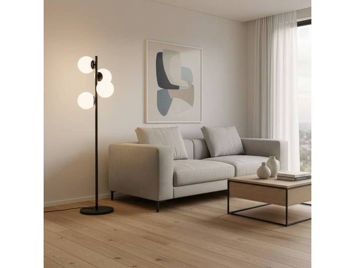 Stehlampe Faze Opviq, schwarz, für Wohn- / Esszimmer, Metall, Stehlampe